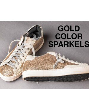 Sneakers Tennis Shoes P448 Gold Sparkels NEW Size 7